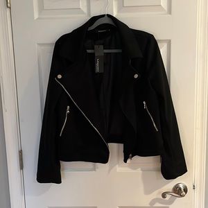 NWT black velour biker jacket